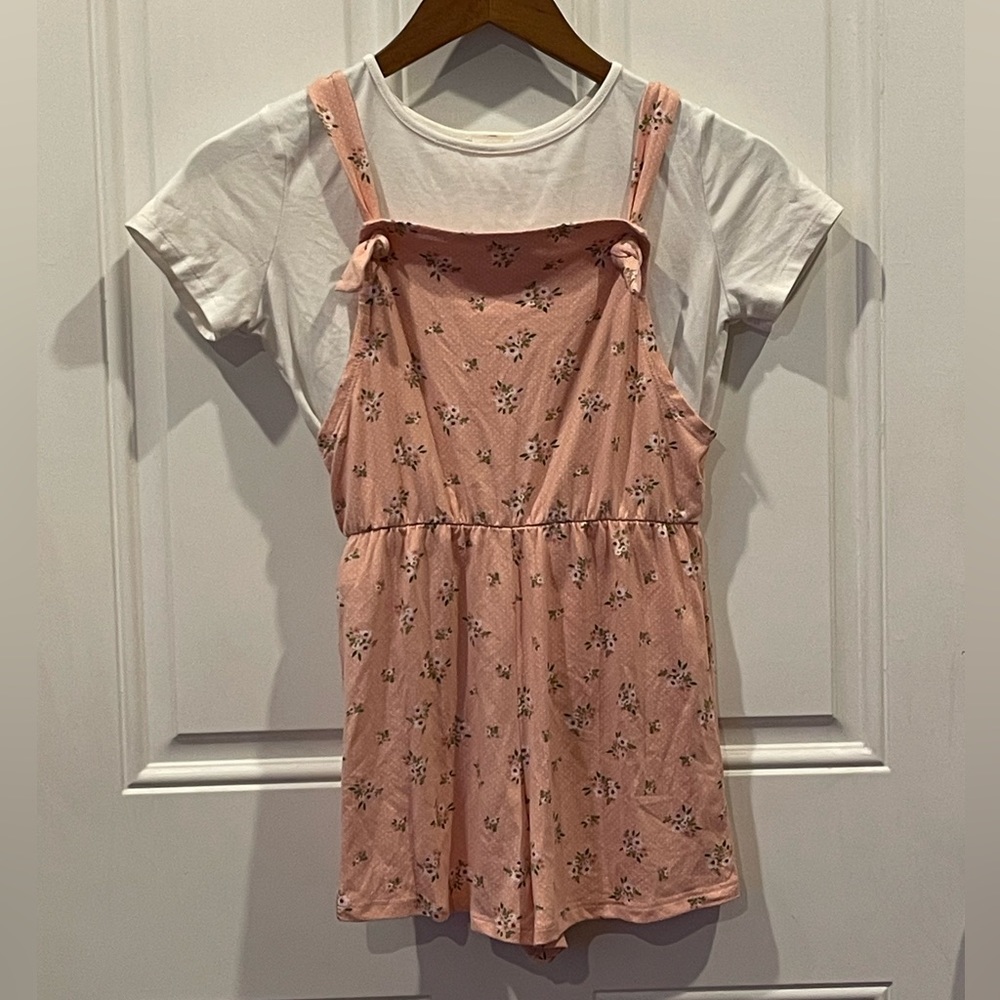 Floral 2pc Overalls set, girls size 12